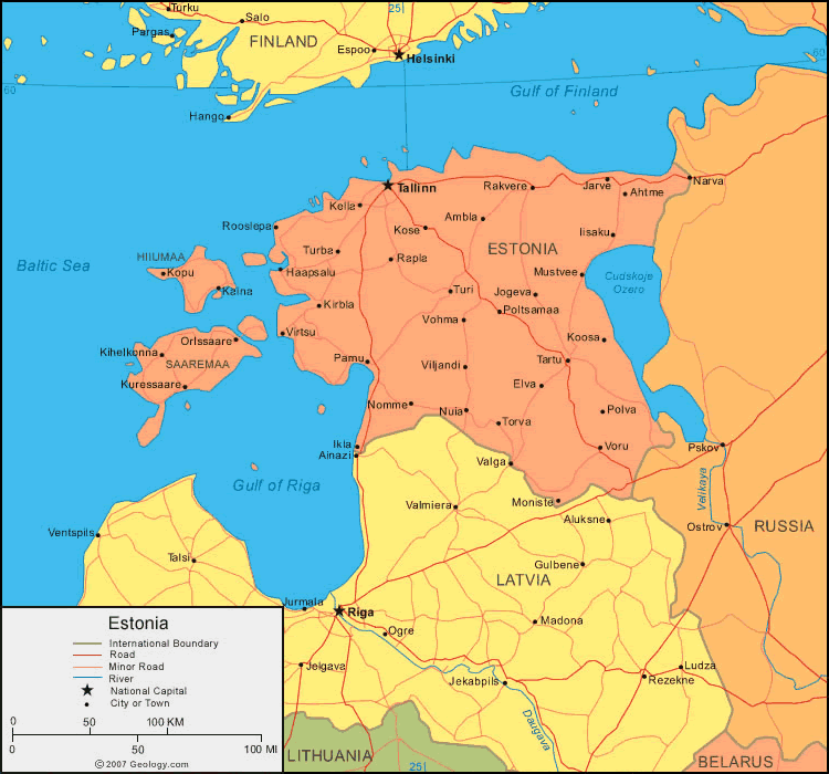 politique carte du estonie